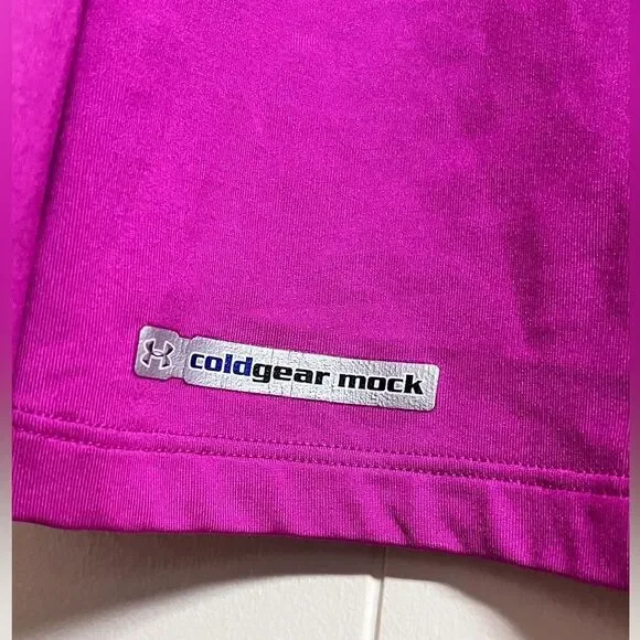 Under Armour UA ColdGear Pink Fitted Mock Compression Shirt Long Sleeve Sz L - Picture 4 of 7